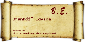 Brankó Edvina névjegykártya
